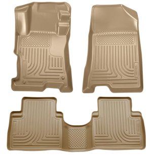 Honda Accord Floor Liners - Front + Rear - Husky Liners - WeatherBeater Combo, One-Piece 2nd Row - Tan - `08-`12